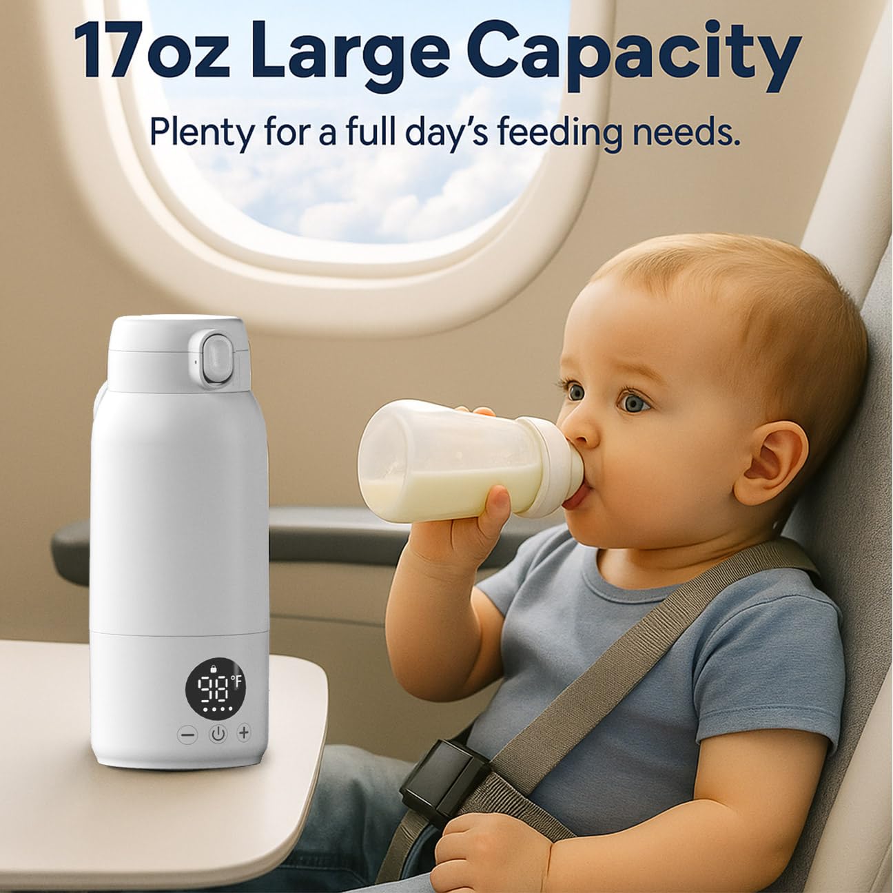 Portable Bottle Warmer for Baby – 17oz, Fast Heat in 2 Minutes, 20-Hour Battery Life