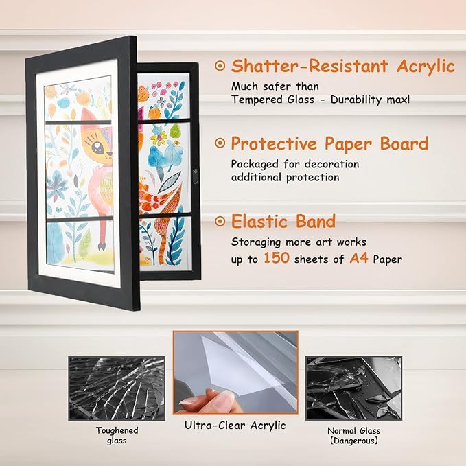 Kids Artwork Frames Changeable, 8.5 x 11 Inches Frames for Kids Artwork, Front Opening Picture Frames
