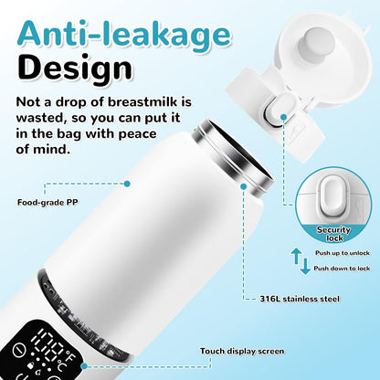 Portable Bottle Warmer for Baby – 17oz, Fast Heat in 2 Minutes, 20-Hour Battery Life