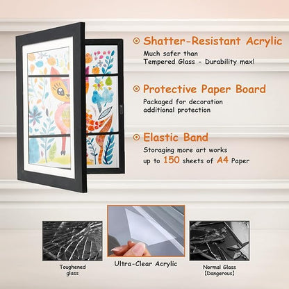 Kids Artwork Frames Changeable, 8.5 x 11 Inches Frames for Kids Artwork, Front Opening Picture Frames
